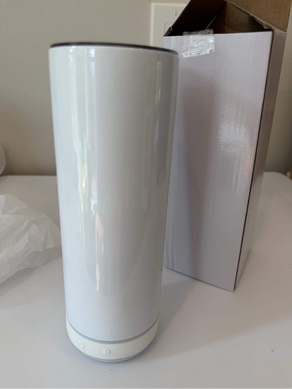 20 oz sublimation tumbler with speaker! Comes with straw and a charging cable